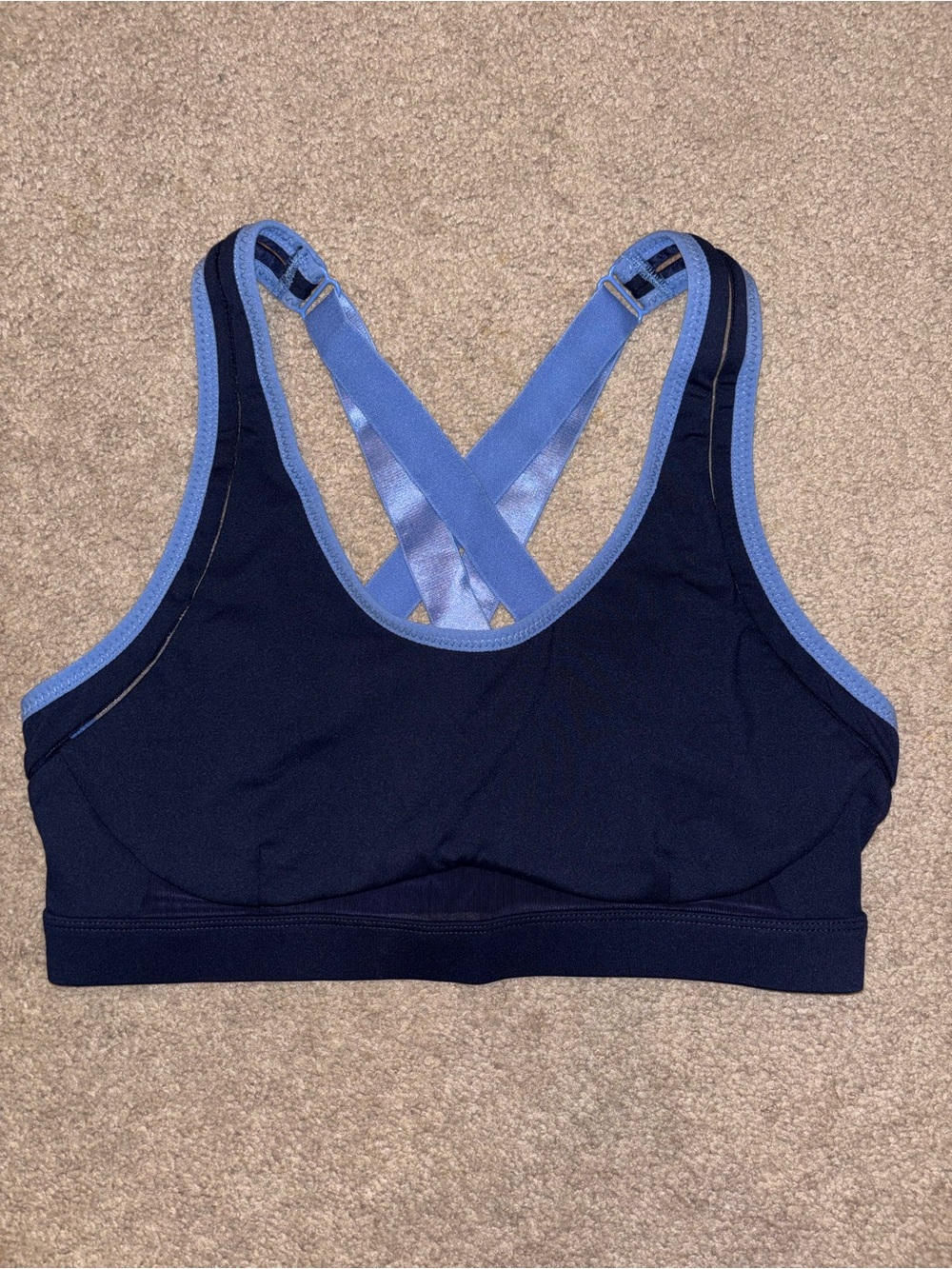 Fabletics Crisscross Sports Bra - Navy/Light Blue